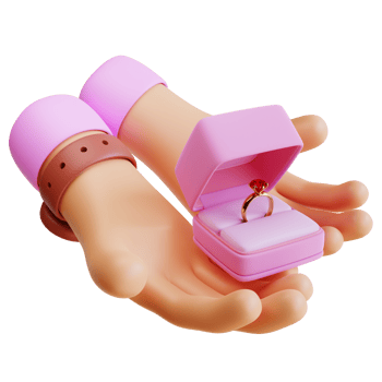 3d render hand presenting valentine's gift ring png