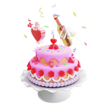3d render pink valentine's cake png