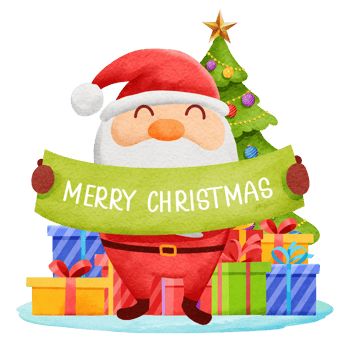 santa claus with christmas decoration. png