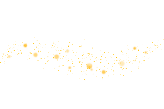 Gold glittering stars dust and bokeh background. Abstract christmas glow light texture. png