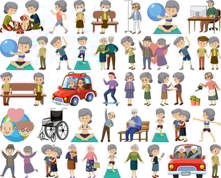 Collection of elderly people icons vector