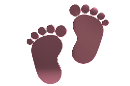 3D Render Baby foot bare foot heart icon Transparent Background PNG Baby Feet, Footprint, Hearts