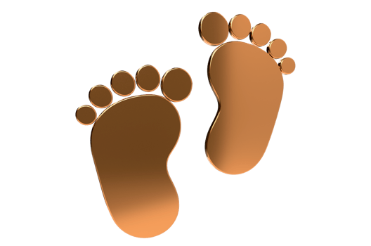 3D Render Baby foot bare foot heart icon Transparent Background PNG Baby Feet, Footprint, Hearts