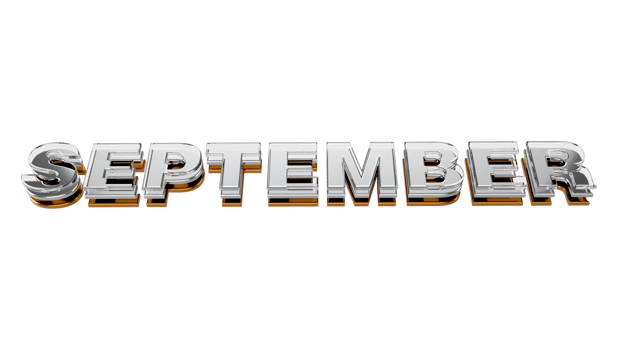 September 3d typography Metal, chrome and glass letter on transparent background 3d illustration PNG