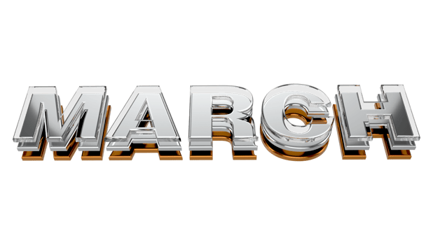 March 3d typography Metal, chrome and glass letter on transparent background 3d illustration PNG