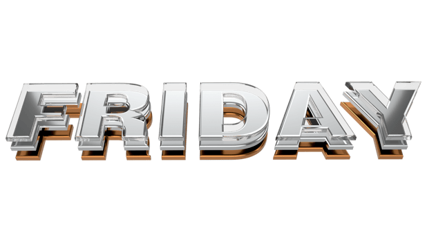 Friday 3d typography Metal, chrome and glass letter on transparent background 3d illustration PNG