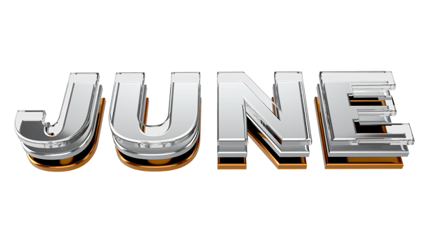 June 3d typography Metal, chrome and glass letter on transparent background 3d illustration PNG
