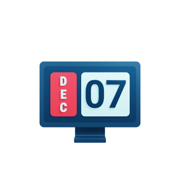 December Calendar Icon 3D Illustration with Desktop Monitor Date December 07 png