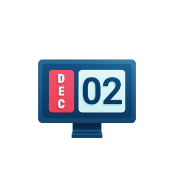 December Calendar Icon 3D Illustration with Desktop Monitor Date December 02 png