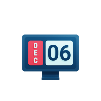 December Calendar Icon 3D Illustration with Desktop Monitor Date December 06 png