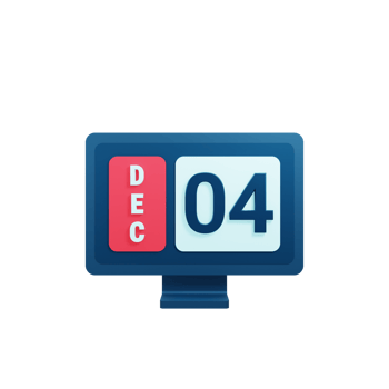 December Calendar Icon 3D Illustration with Desktop Monitor Date December 04 png