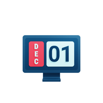December Calendar Icon 3D Illustration with Desktop Monitor Date December 01 png