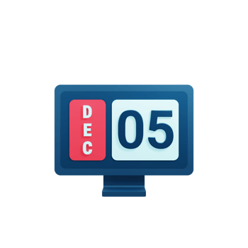 December Calendar Icon 3D Illustration with Desktop Monitor Date December 05 png