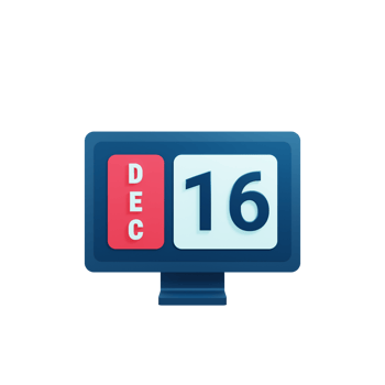 December Calendar Icon 3D Illustration with Desktop Monitor Date December 16 png