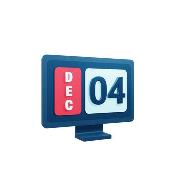 December Calendar Icon 3D Illustration with Desktop Monitor Date December 04 png