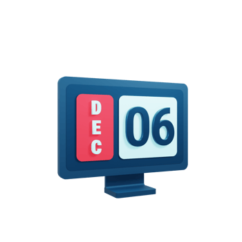 December Calendar Icon 3D Illustration with Desktop Monitor Date December 06 png