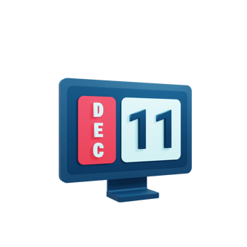 December Calendar Icon 3D Illustration with Desktop Monitor Date December 11 png