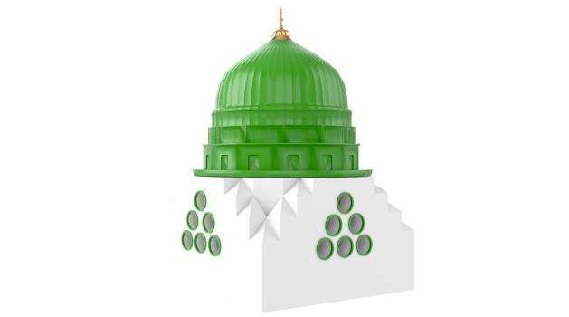 3d render of Masjid Nabvi Madina - Saudi Arabia 3d Illustration PNG with transparent Background