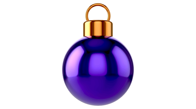 Festive Season balls baubles bombs bulbs decoration Transparent PNG. isolated glass ball. 3D rendering. New Year's Eve winter hanging adornment souvenir. Traditional ornament happy wintertime holidays png