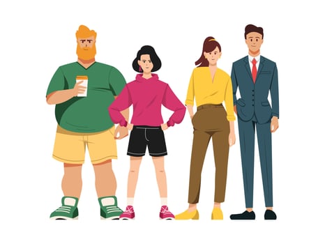 group of people standing together, community and togetherness concept vector