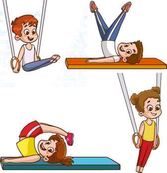 Vector Illustration Of Kids Making Sport