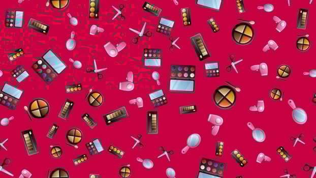 Makeup background. Seamless background. Feminine pattern. Makeup pattern. Cosmetics. Fashion pattern. Beauty products. Feminine design vector