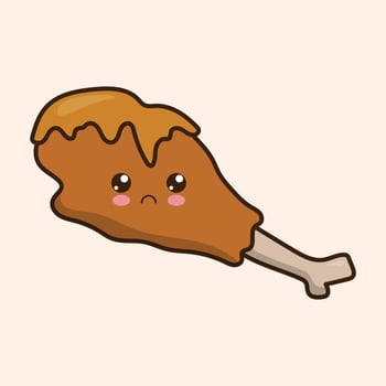 illustration of chicken leg kawaii style vector