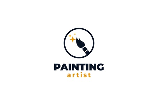 Flat paint brush logo for creative painter artist design vector ilustration