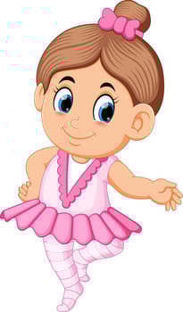 Cute ballerina girl in pink dress dancing vector