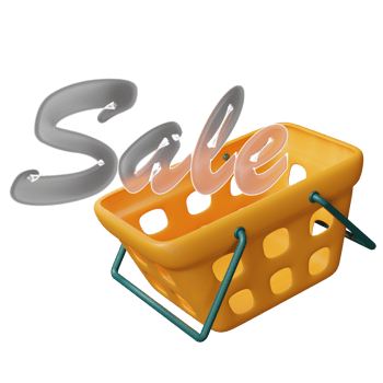 Orange shopping carts or basket isolated. Concept 3d illustration or 3d render png