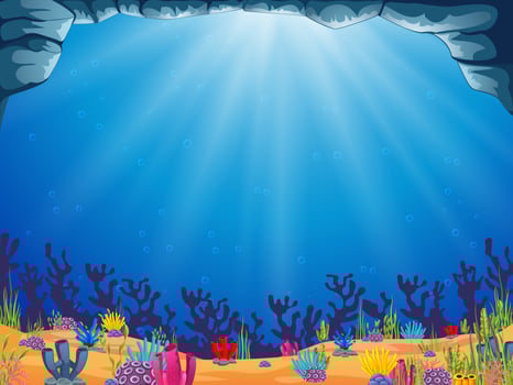 a beautiful ocean background with the blue water vector