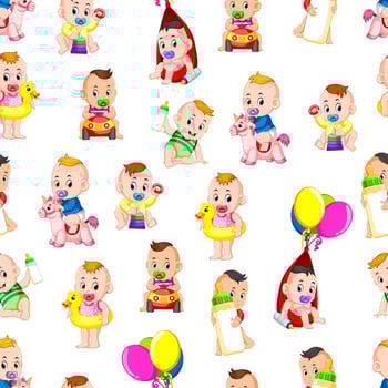 Seamless pattern with babies happy playing vector