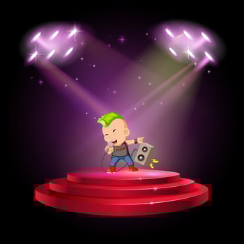a boy punk singing at the stage vector