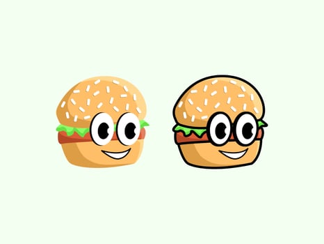 cute burger character cartoon design suitable to complement the design or be used as a logo vector