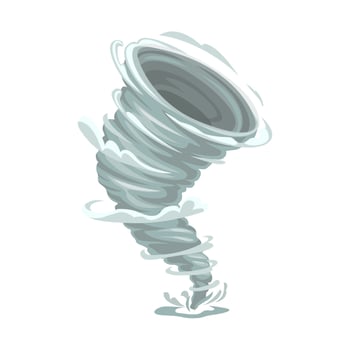 Cartoon tornado, storm, cyclone, hurricane wind vector