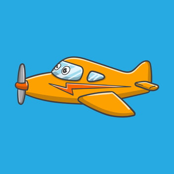 cute cartoon yellow plane vector illustration good for sticker and children's book