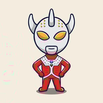 cute cartoon superhero ultraman on white background vector