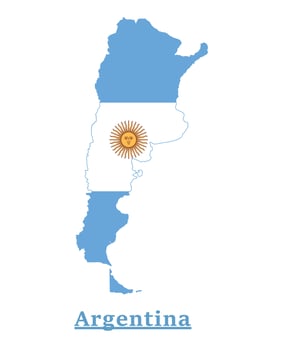 Argentina National Flag Map Design, Illustration Of Argentina Country Flag Inside The Map vector