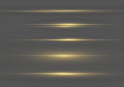 Horizontal beams of light. Beautiful light reflections. Glowing stripes on a light background. Glowing abstract sparkling background. Set of white horizontal highlights. Laser beams. spark and stars. vector