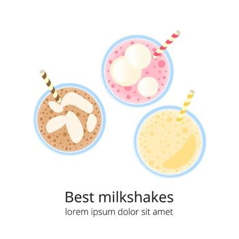 Milkshakes in glass. vector