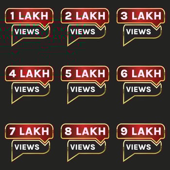 1 lakh to 9 lakh plus views celebration clipart vector