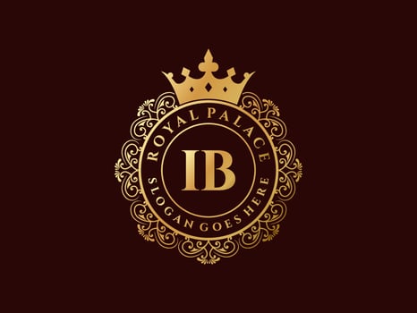 Letter IB Antique royal luxury victorian logo with ornamental frame. vector
