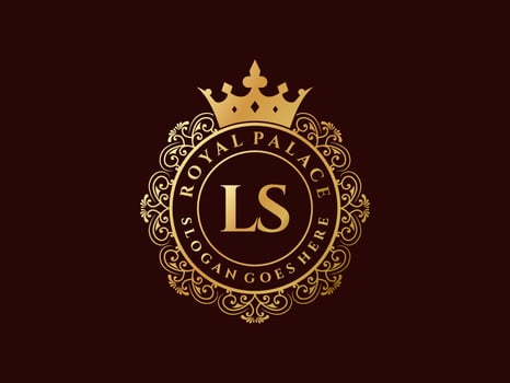 Letter LS Antique royal luxury victorian logo with ornamental frame. vector