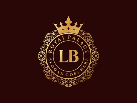 Letter LB Antique royal luxury victorian logo with ornamental frame. vector