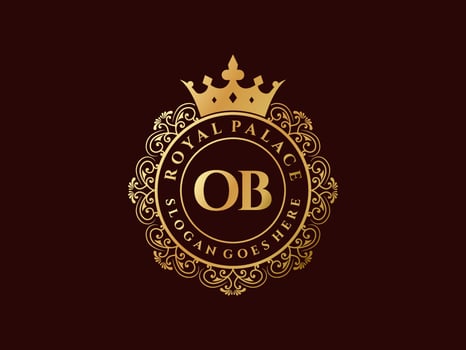 Letter OB Antique royal luxury victorian logo with ornamental frame. vector