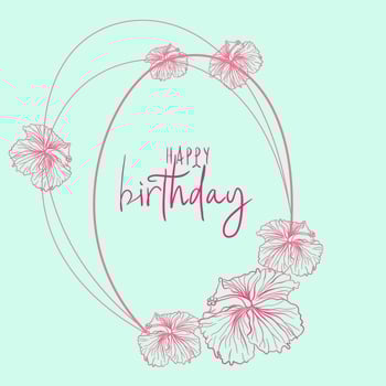 Congratulation floral frame with hibiscus flowers and lettering vector