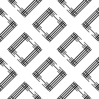 Black and white seamless pattern with diamond shape black line. vector