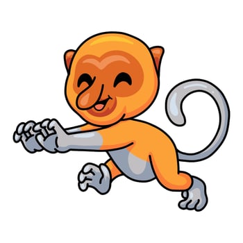 Cute little proboscis monkey cartoon walking vector