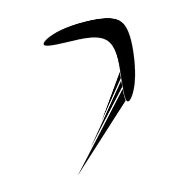 Boomerang logo icon with speed concept. Traditional Australian hunting gear in black on a white background. Great for karma logo and cash back. vector