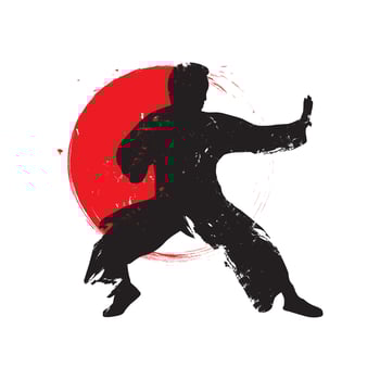 Martial arts silhouette with grunge brush. suitable for self-defense activity logo vector